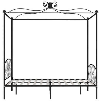 Canopy Bed Frame without Mattress Black Metal 120x200 cm
