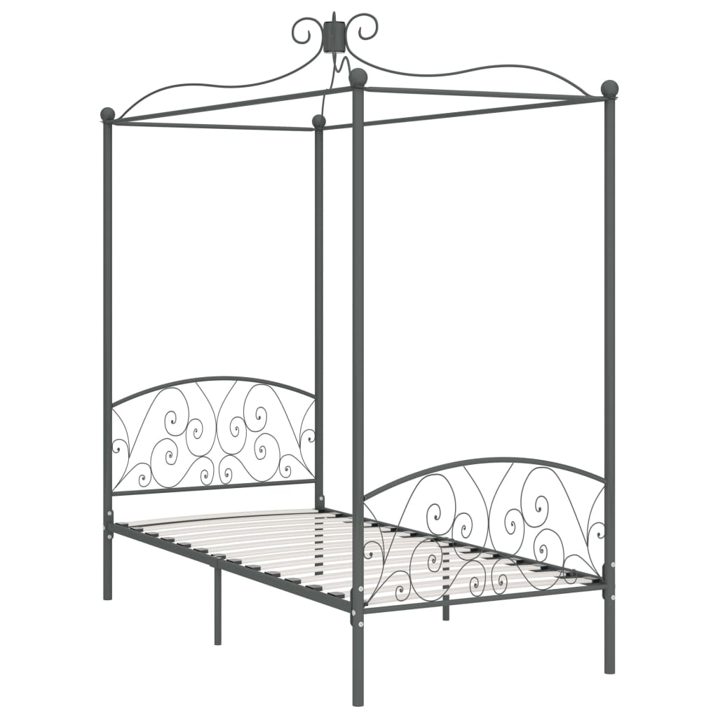 Bed Frame | Grey | Metal | 90x200 cm | Classic/Traditional | Bed Frame