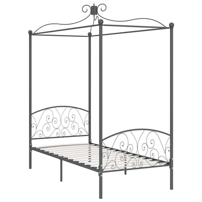 Canopy Bed Frame without Mattress Grey Metal 90x200 cm
