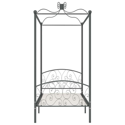 Canopy Bed Frame without Mattress Grey Metal 90x200 cm