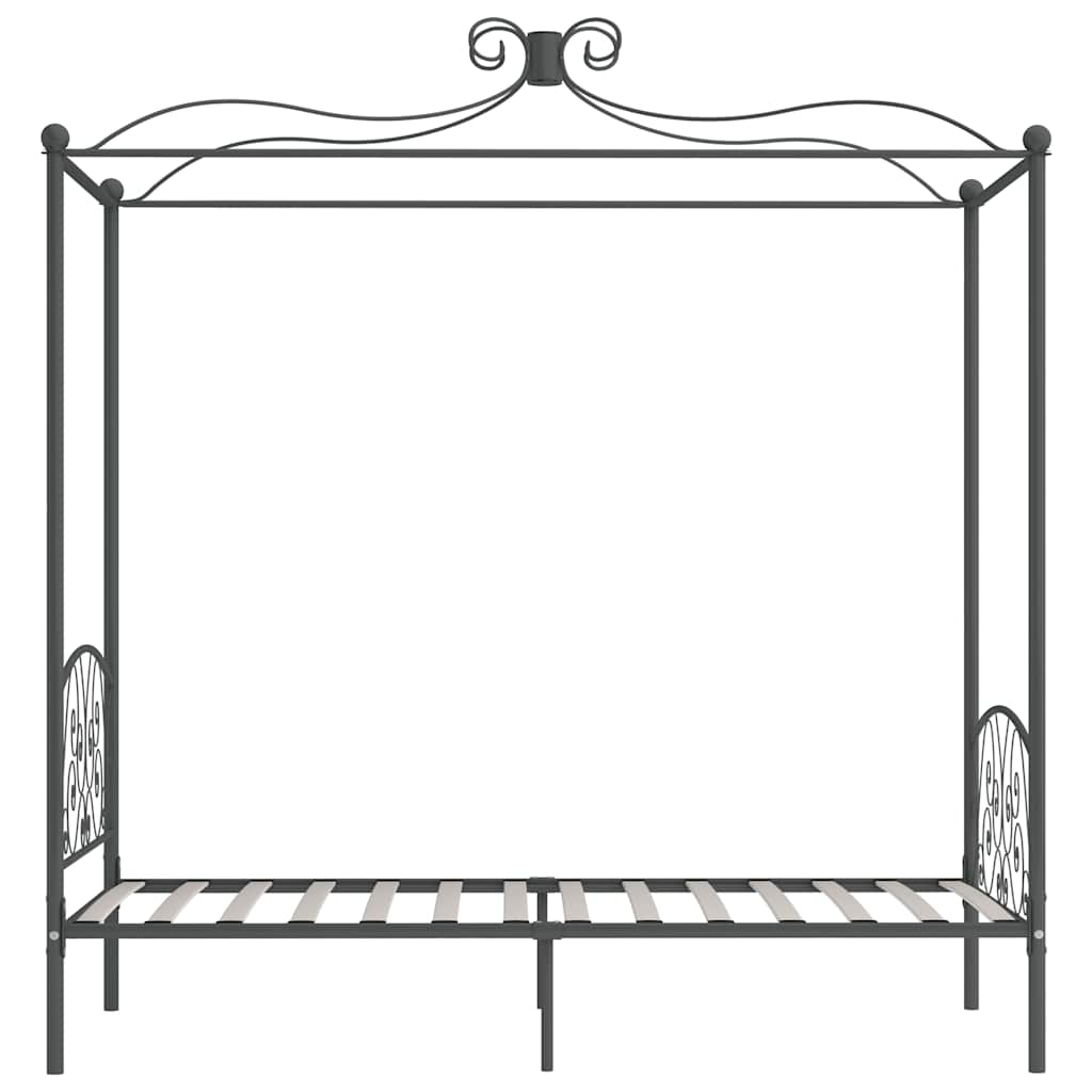 Canopy Bed Frame without Mattress Grey Metal 90x200 cm