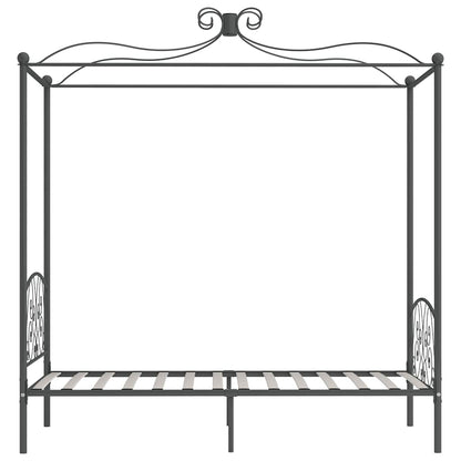 Canopy Bed Frame without Mattress Grey Metal 90x200 cm
