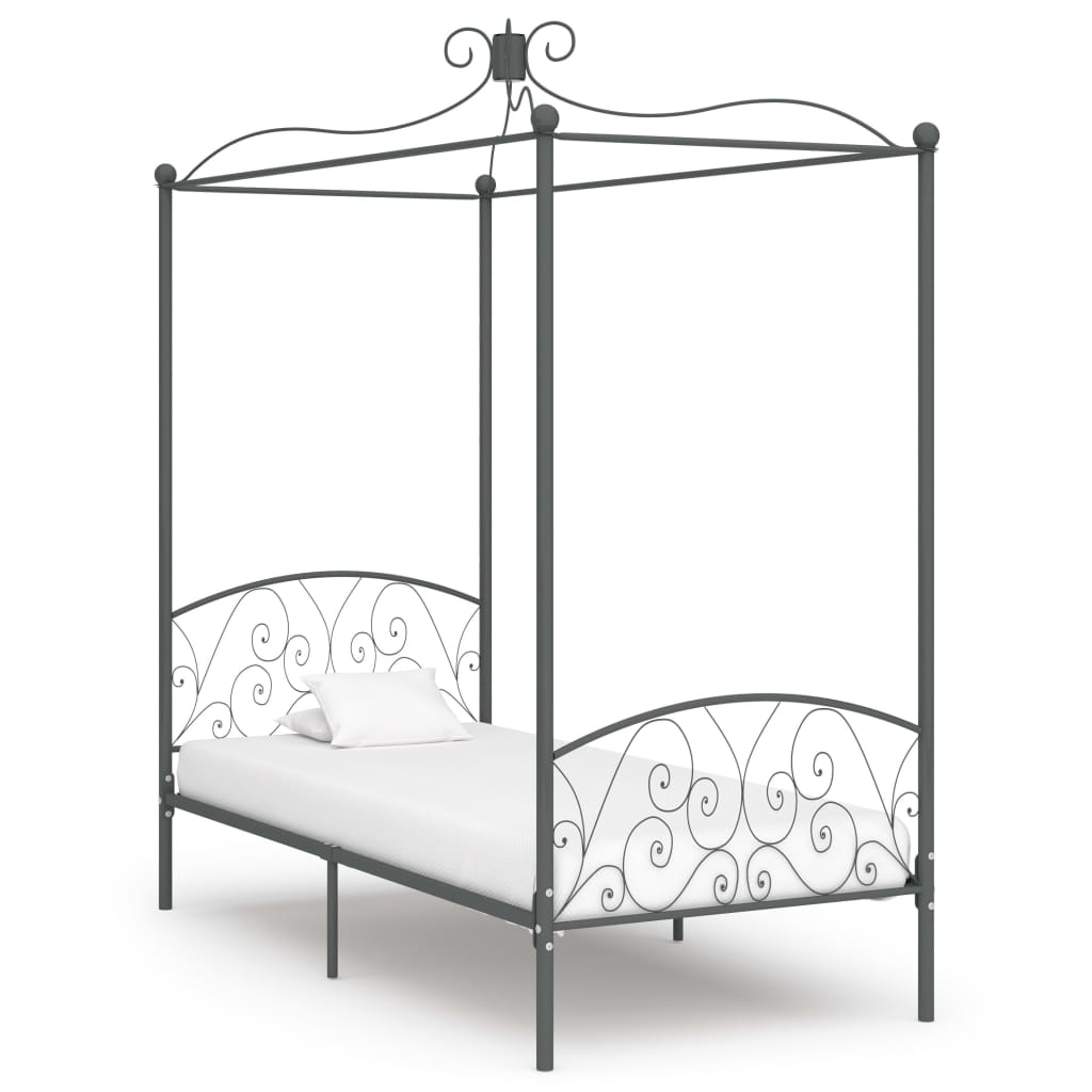 Bed Frame | Grey | Metal, Plywood | Single | Bed Frame | Rectangular