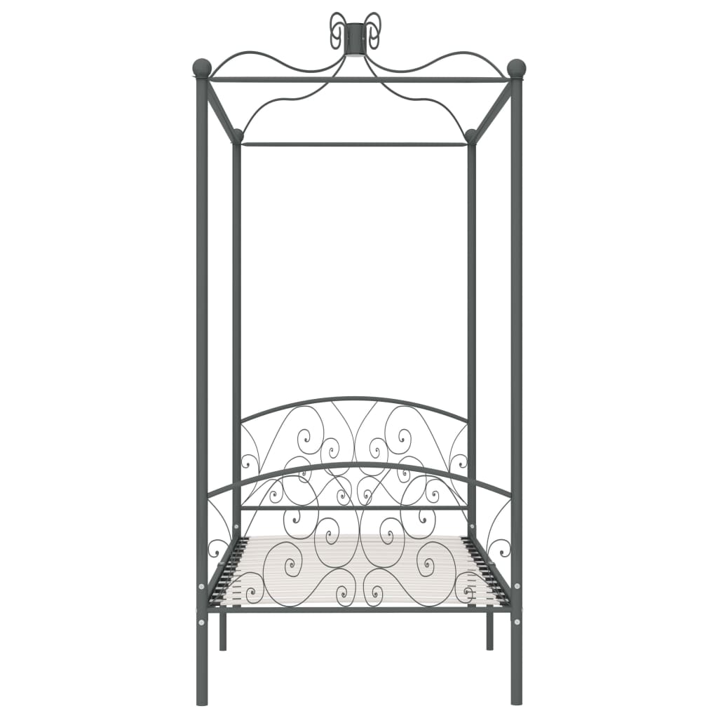 Bed Frame | Grey | Metal, Plywood | Single | Bed Frame | Rectangular