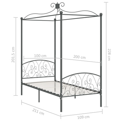Bed Frame | Grey | Metal, Plywood | Single | Bed Frame | Rectangular