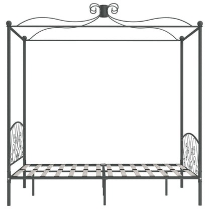 284482 vidaXL Canopy Bed Frame without Mattress Grey Metal 120x200 cm