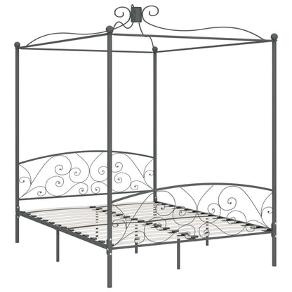 284484 vidaXL Canopy Bed Frame without Mattress Grey Metal 160x200 cm