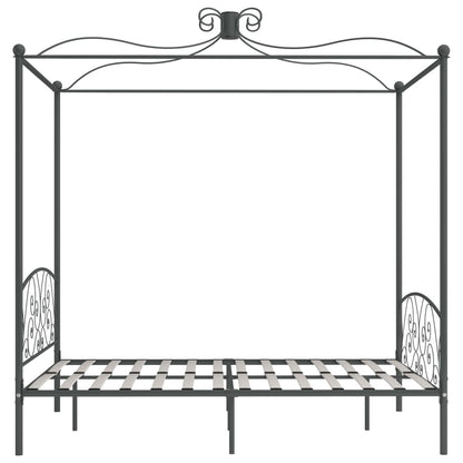 284484 vidaXL Canopy Bed Frame without Mattress Grey Metal 160x200 cm