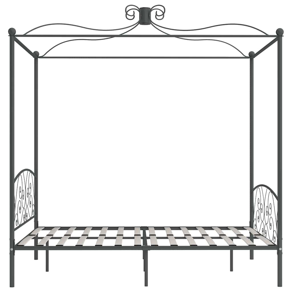 284485 vidaXL Canopy Bed Frame without Mattress Grey Metal 180x200 cm Super King