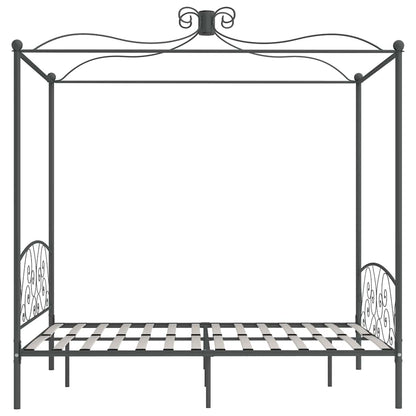 284485 vidaXL Canopy Bed Frame without Mattress Grey Metal 180x200 cm Super King