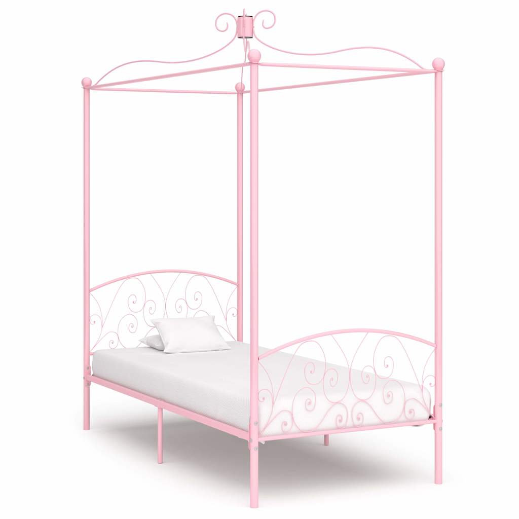 Bed Frame | Pink | Metal | Single | Durable | Bed Frame | Rectangular