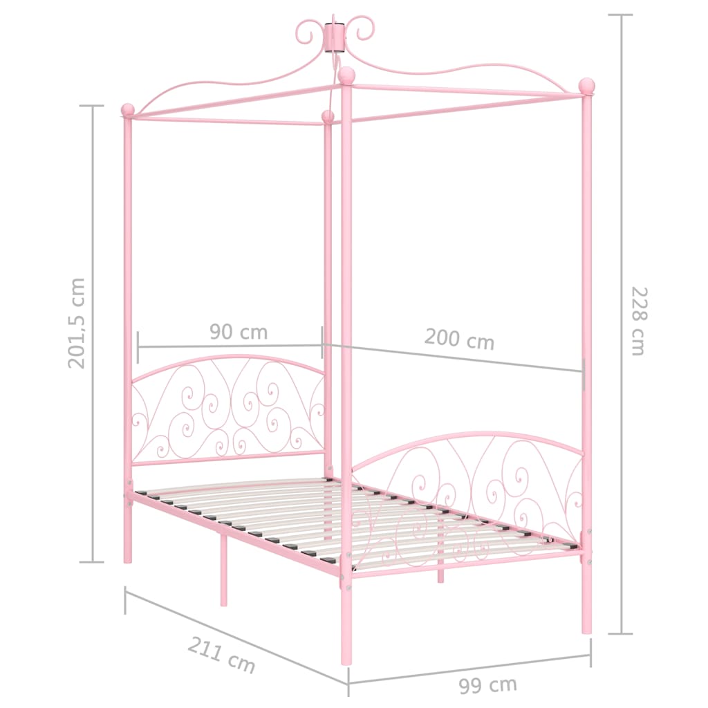 Bed Frame | Pink | Metal | Single | Durable | Bed Frame | Rectangular