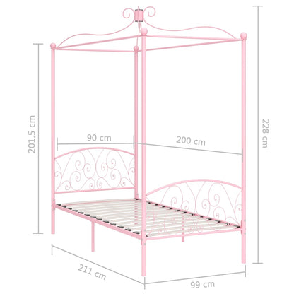 Bed Frame | Pink | Metal | Single | Durable | Bed Frame | Rectangular