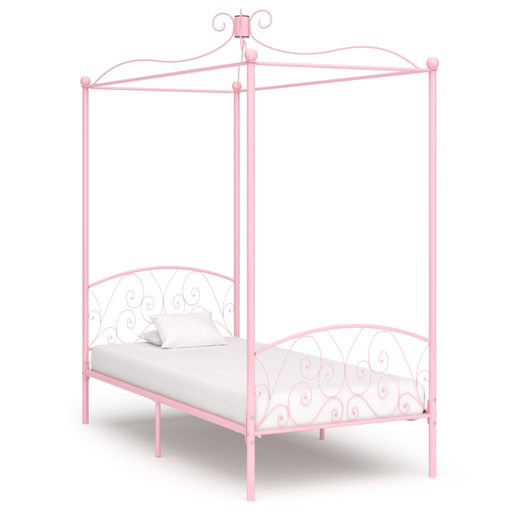 Bed Frame | Pink | Metal | 100x200 cm |  Classic/Traditional | Bed Frame