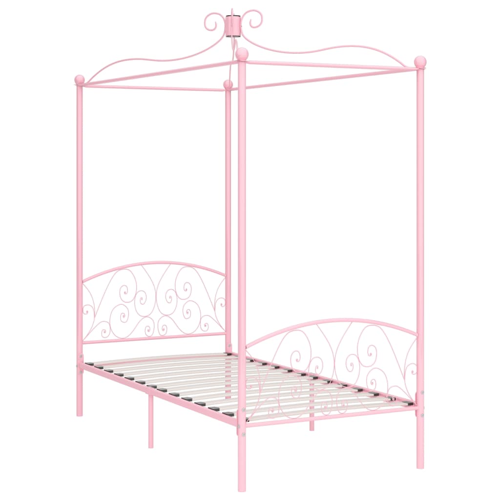 Bed Frame | Pink | Metal | 100x200 cm |  Classic/Traditional | Bed Frame