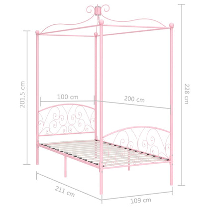 Bed Frame | Pink | Metal | 100x200 cm |  Classic/Traditional | Bed Frame