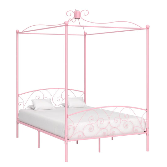 Bed Frame | Pink | Metal, Plywood | Double | Classic/Traditional