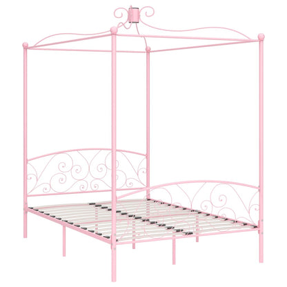 284488 vidaXL Canopy Bed Frame without Mattress Pink Metal 120x200 cm