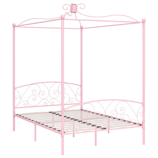 Bed Frame | Pink | Metal, Plywood | Double | Classic/Traditional
