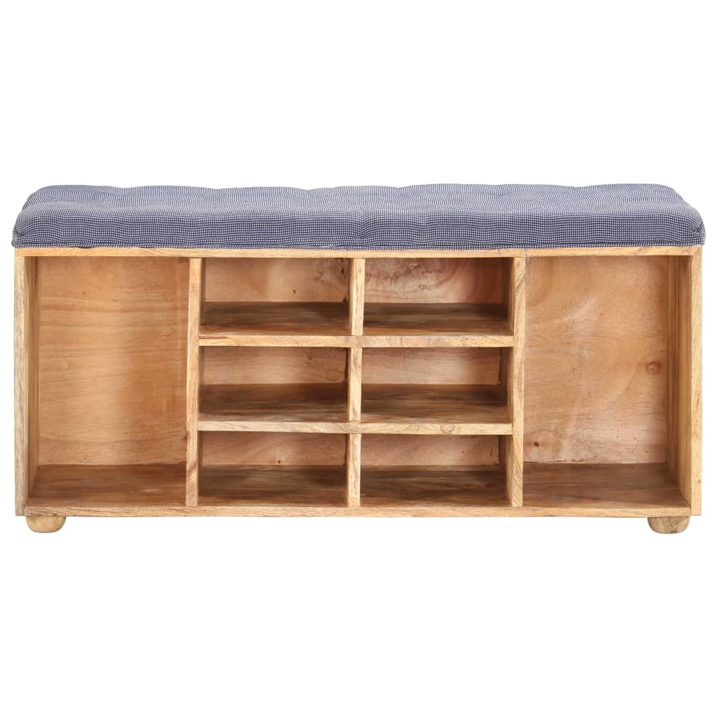 Hall Bench | Natural wood, Grey | Solid mango wood, 100% polyester fabric