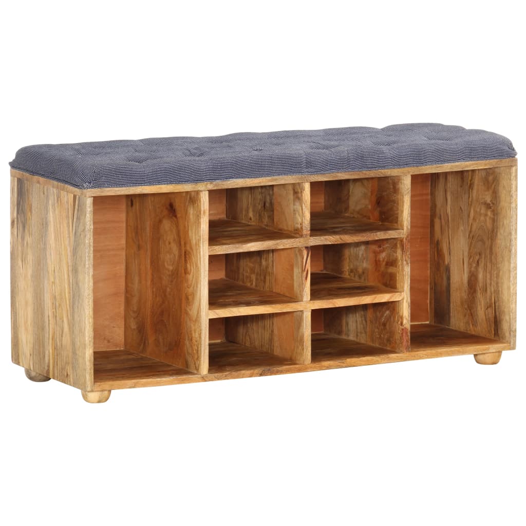 Hall Bench | Natural wood, Grey | Solid mango wood, 100% polyester fabric