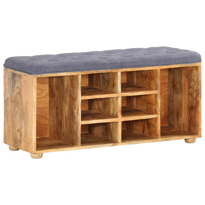Hall Bench | Natural wood, Grey | Solid mango wood, 100% polyester fabric