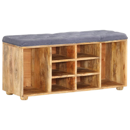 Hall Bench | Natural wood, Grey | Solid mango wood, 100% polyester fabric
