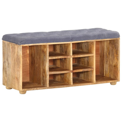 Hall Bench | Natural wood, Grey | Solid mango wood, 100% polyester fabric