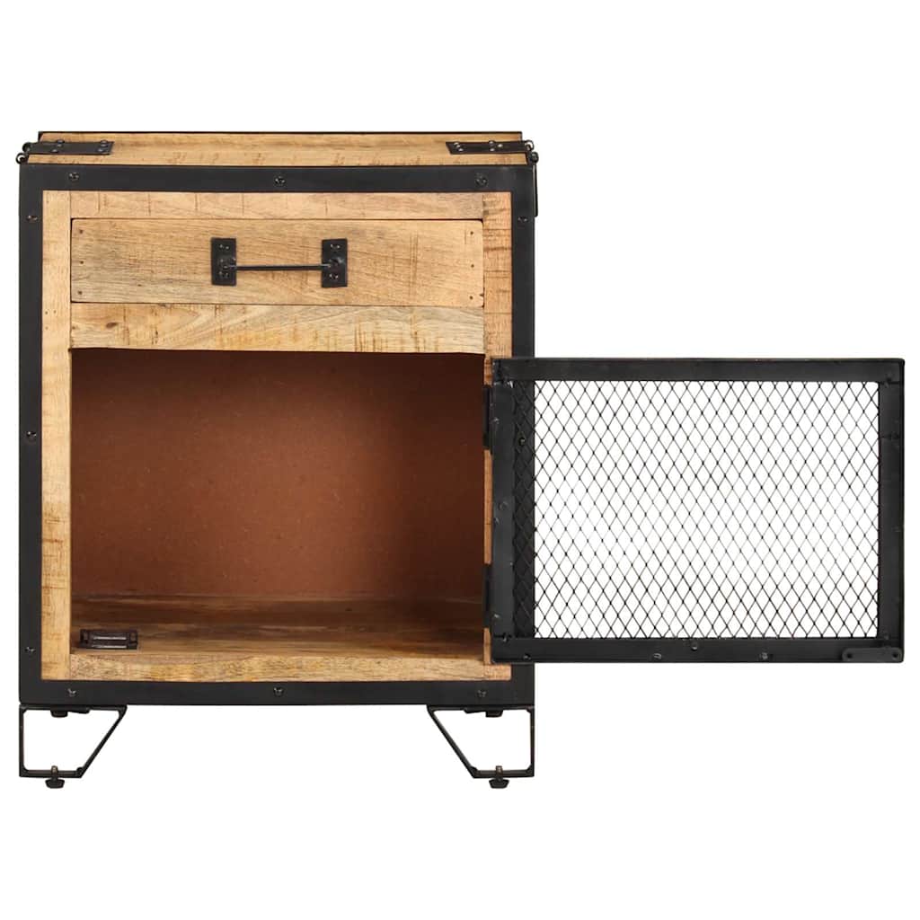 285892 vidaXL Bedside Cabinet 43x30x51 cm Solid Rough Mango Wood