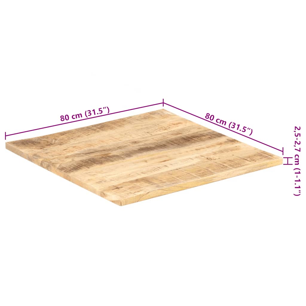 Table Top Solid Mango Wood 25-27 mm 80x80 cm