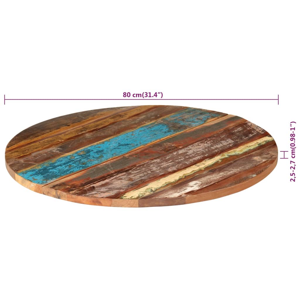 Table Top | Multicolour | Solid reclaimed wood | 80 cm Diameter | Durable