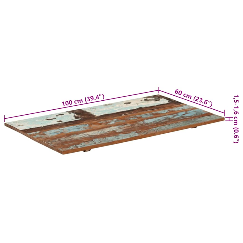 Table Top | Multicolour | Solid reclaimed wood | 60x100cm | Durable