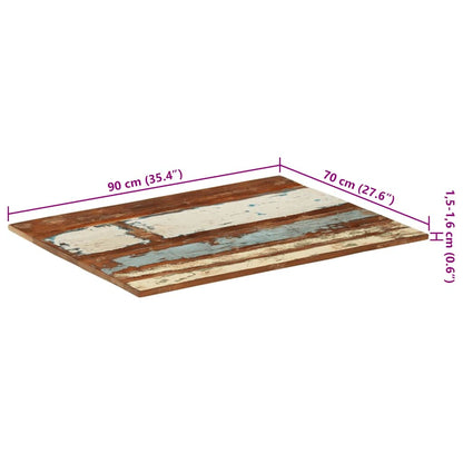 Rectangular Table Top 70x90 cm 15-16 mm Solid Reclaimed Wood