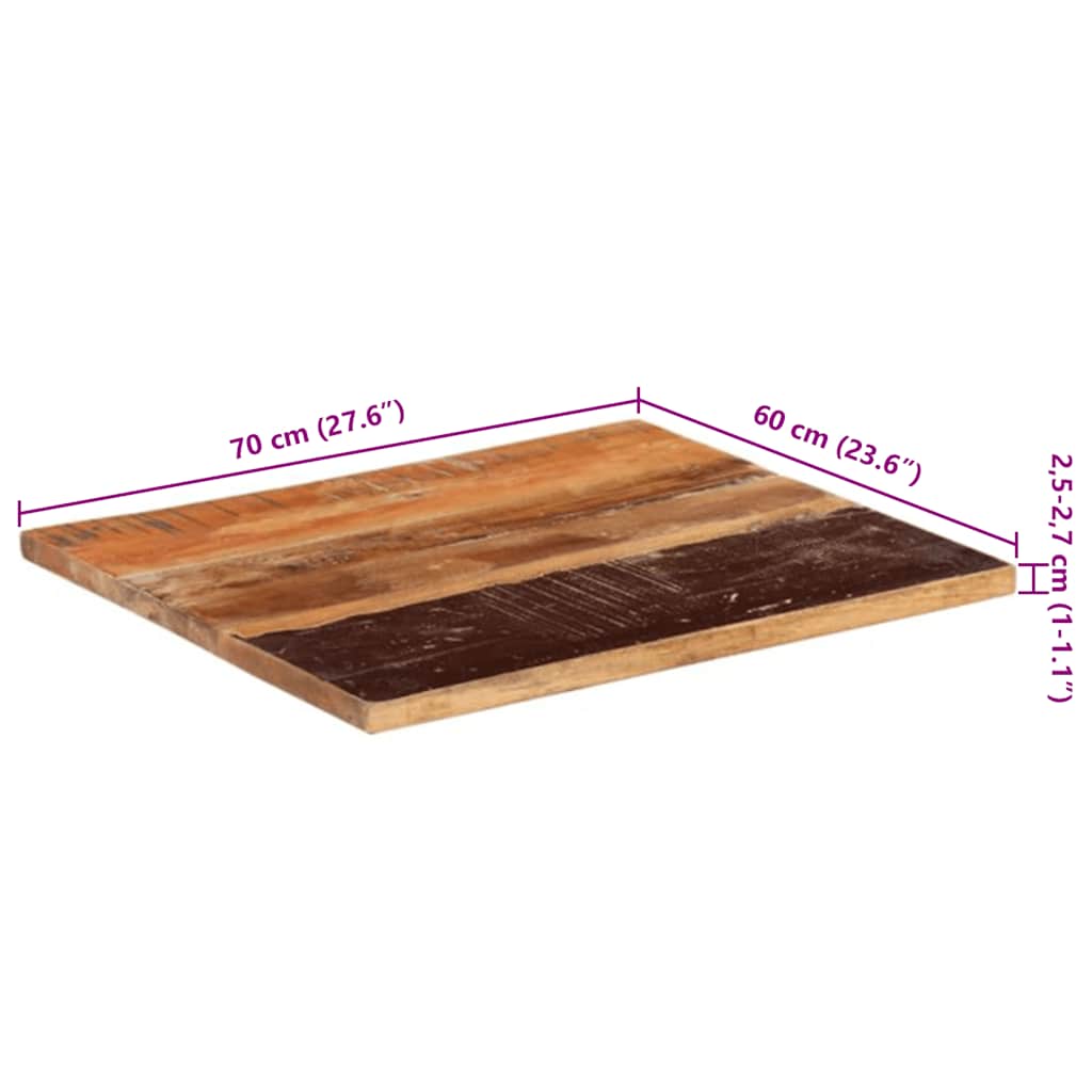 Table Top | Multicolour | Solid Reclaimed Wood | 60x70 cm | Durable