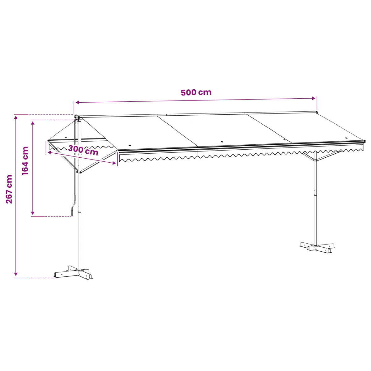 145887 vidaXL Free Standing Awning 500x300 cm Anthracite