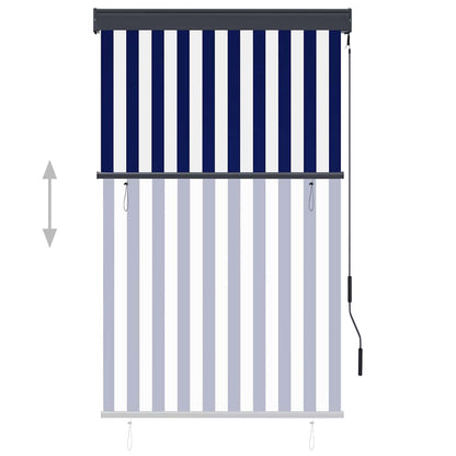 Outdoor Roller Blind 100x250 cm Blue and White