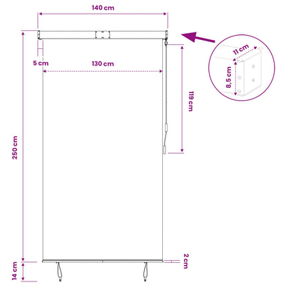 145969 vidaXL Outdoor Roller Blind 140x250 cm White and Orange