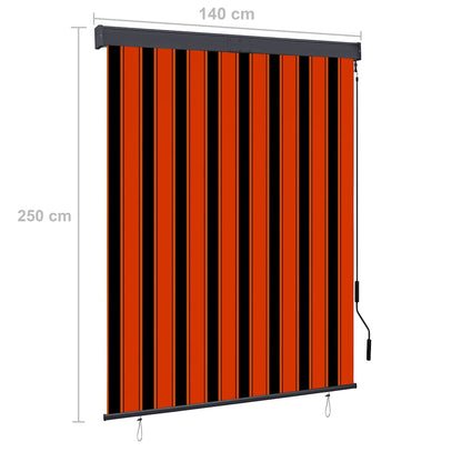 Outdoor Roller Blind 140x250 cm Orange and Brown
