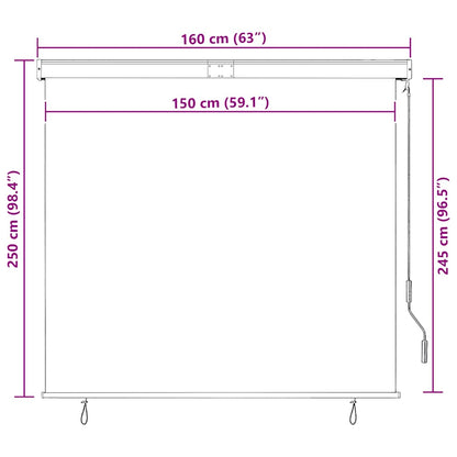 Outdoor Roller Blind 160x250 cm White and Orange