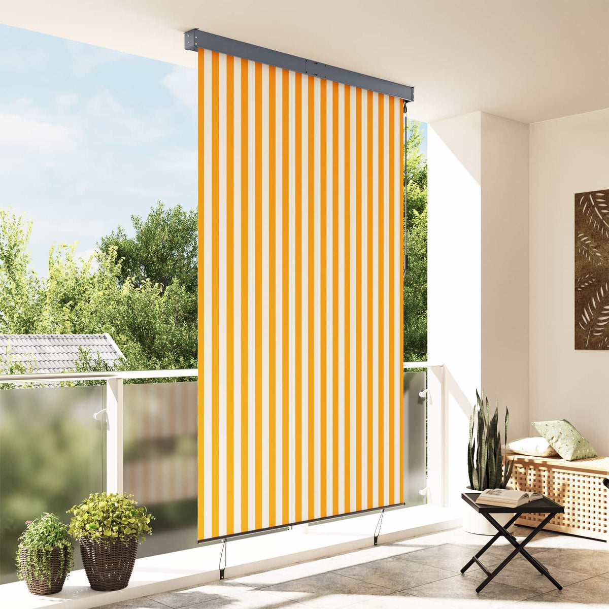 Outdoor Roller Blind 160x250 cm White and Orange