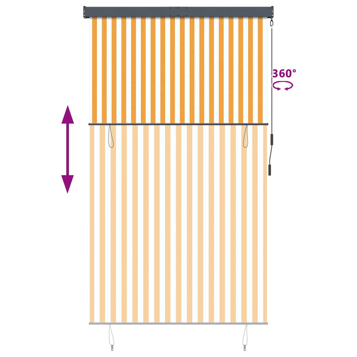 Outdoor Roller Blind 160x250 cm White and Orange