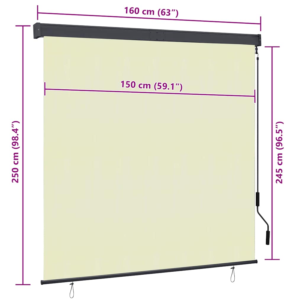 Roller Shade | Cream | Polyester, Aluminium, Steel | 160 x 250 cm