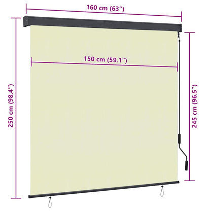 Roller Shade | Cream | Polyester, Aluminium, Steel | 160 x 250 cm