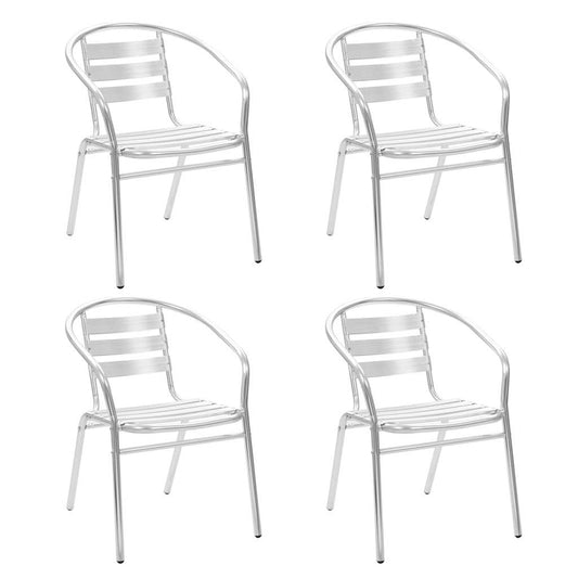 48720 vidaXL 5 Piece Outdoor Dining Set Aluminium Silver
