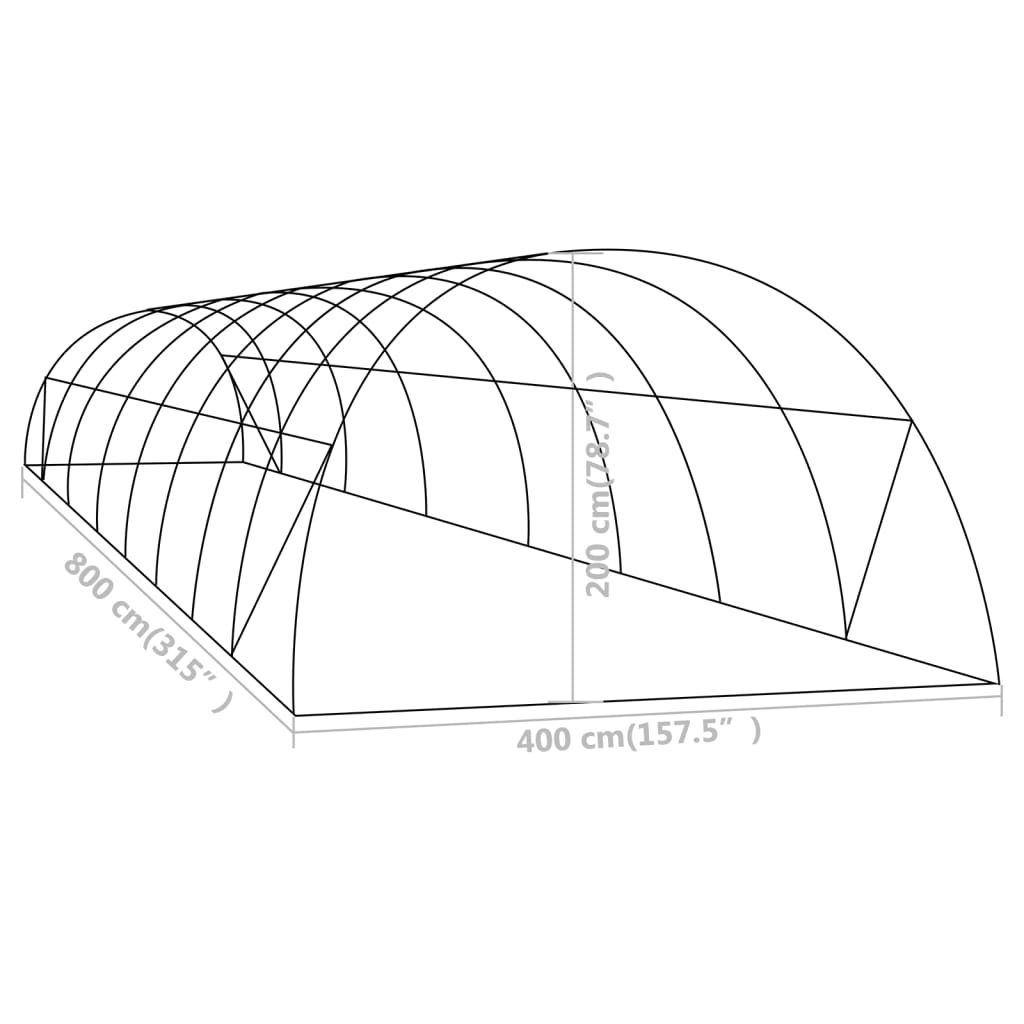 Greenhouse 32 m² 8x4x2 m