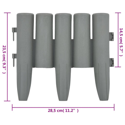 Lawn Edgings 36 pcs Grey 10 m PP