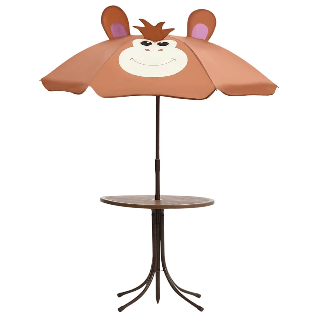 Garden Table And Chair | Brown | Steel, Polyester | Kid-sized | Foldable