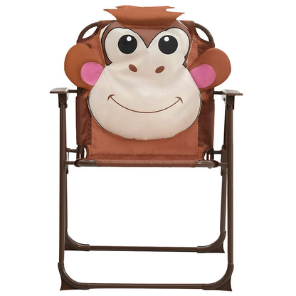 Garden Table And Chair | Brown | Steel, Polyester | Kid-sized | Foldable
