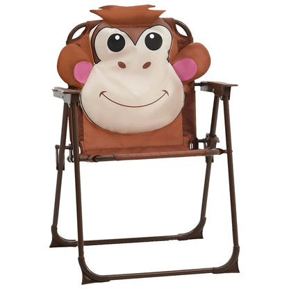 Garden Table And Chair | Brown | Steel, Polyester | Kid-sized | Foldable