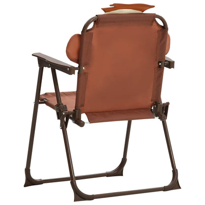 Garden Table And Chair | Brown | Steel, Polyester | Kid-sized | Foldable